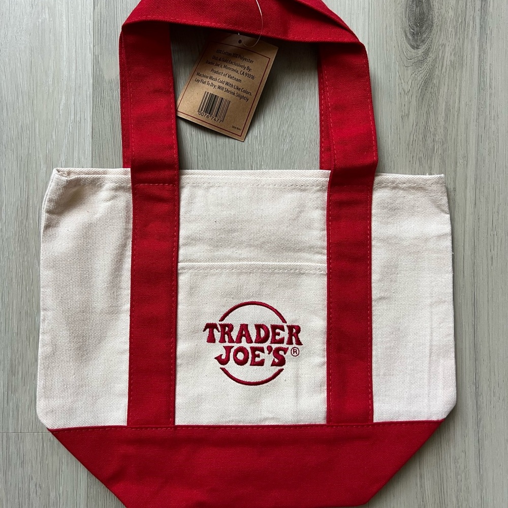 Trader Joe's NEW Red and Cream Mini Tote Bag